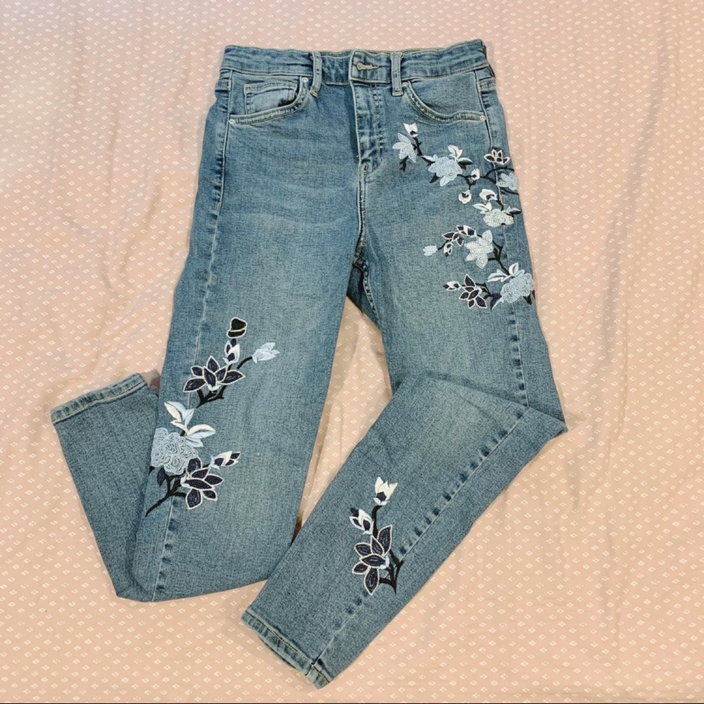 TopShop Floral High waisted jeans